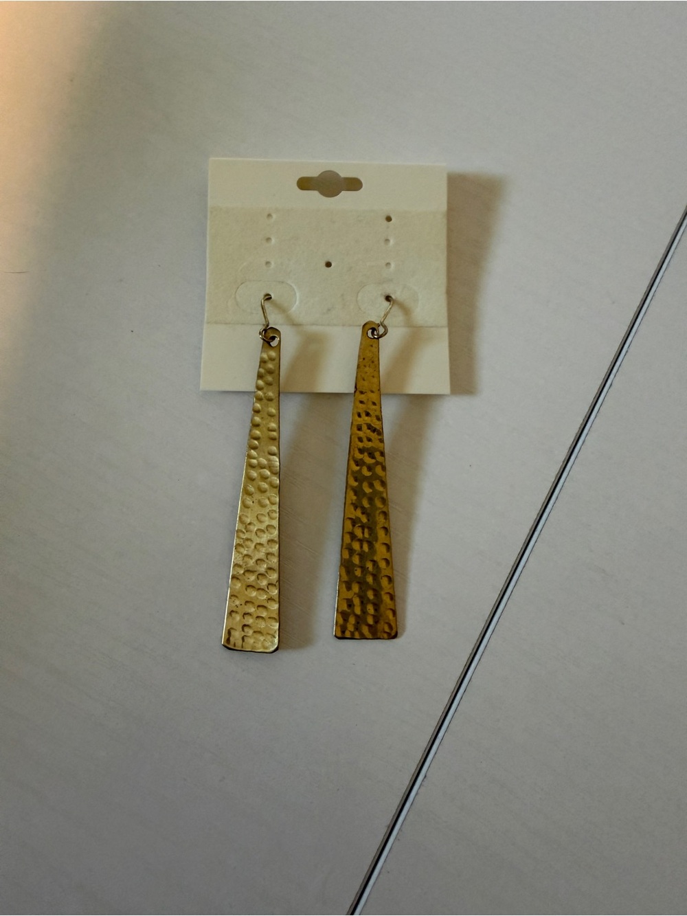 Hammered Gold Tapered Dangle Earrings
